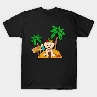 Funny golden retriever is on a deserted island T-Shirt